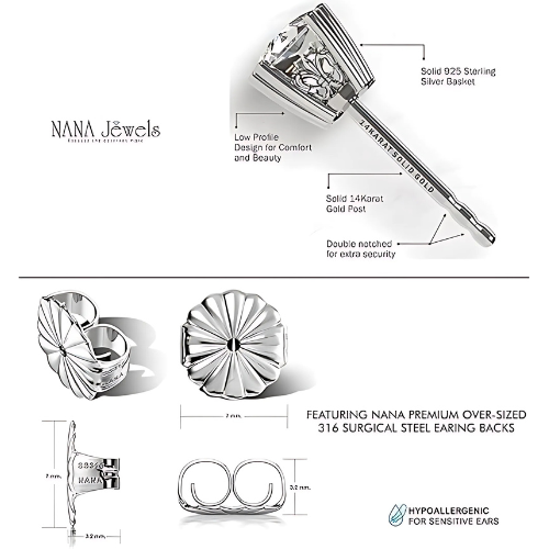 NANA Jewels CZ studs, 0.60ctw-4.00ctw