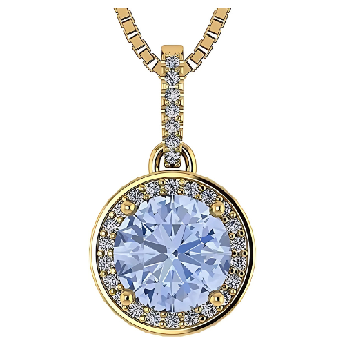 Round halo pure brilliance zirconia jewelry set.