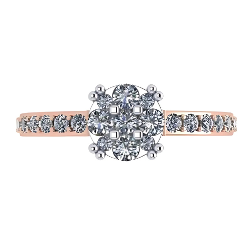 10k gold cluster ring on a model's hand