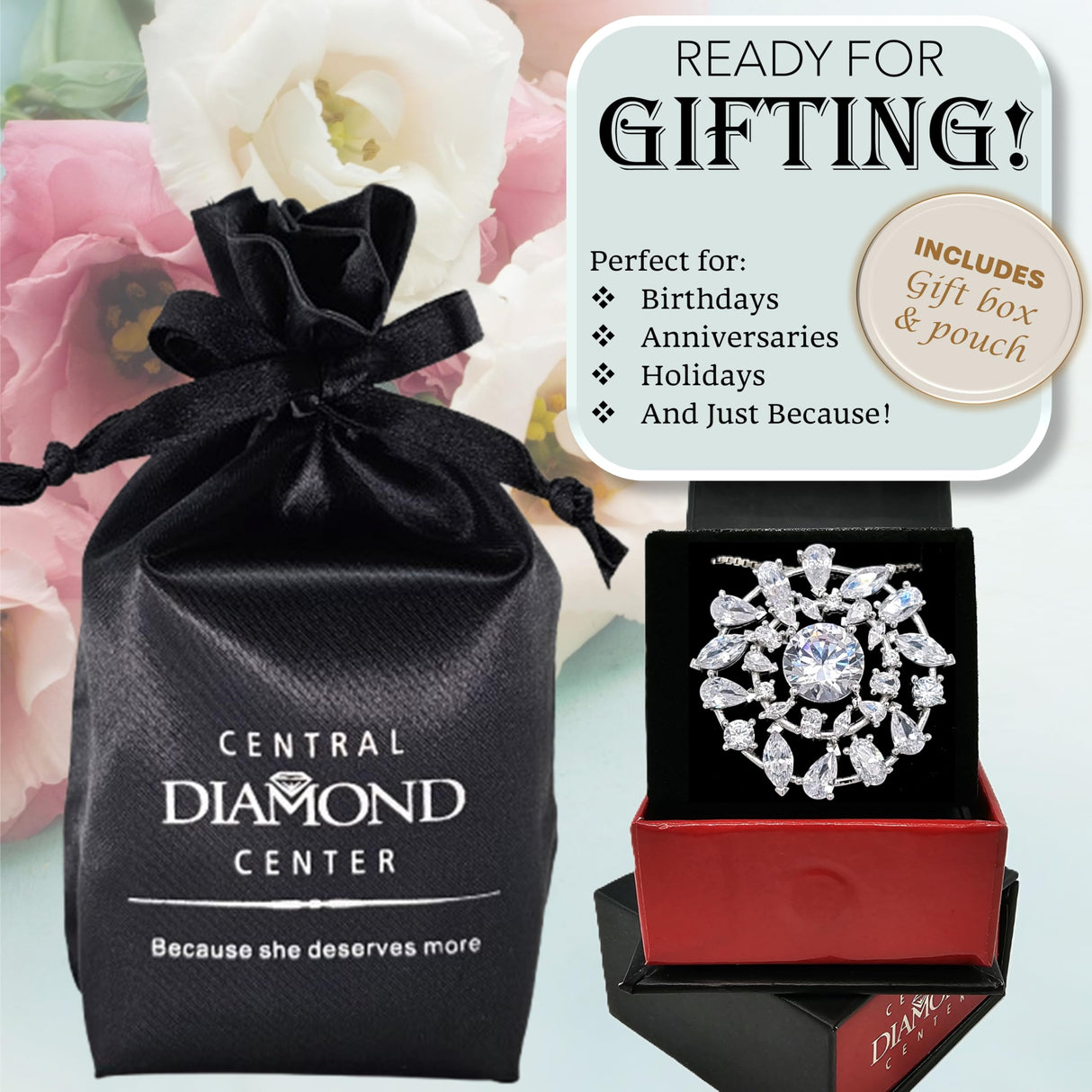 Galaxia Sunburst Necklace Made with Swarovski CZ & Sterling Silver