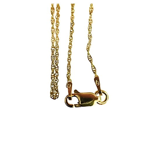 Close-up of a rose gold plated sterling silver rope chain.