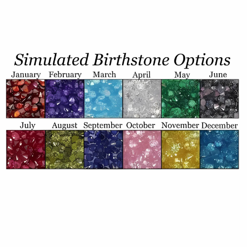 Simulated birthstones set in the S-Bar design ring.