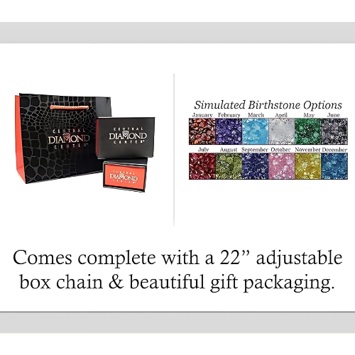 Simulated birthstone heart necklace, sterling silver.