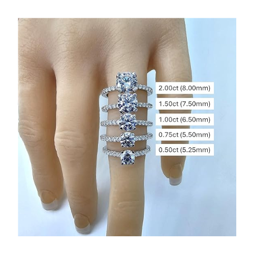 CVD Lab Grown Diamond Engagement Ring - 10K Solid Gold, Round Cut Solitaire, 0.50ct-2.00ct, G-H/VS-SI Clarity