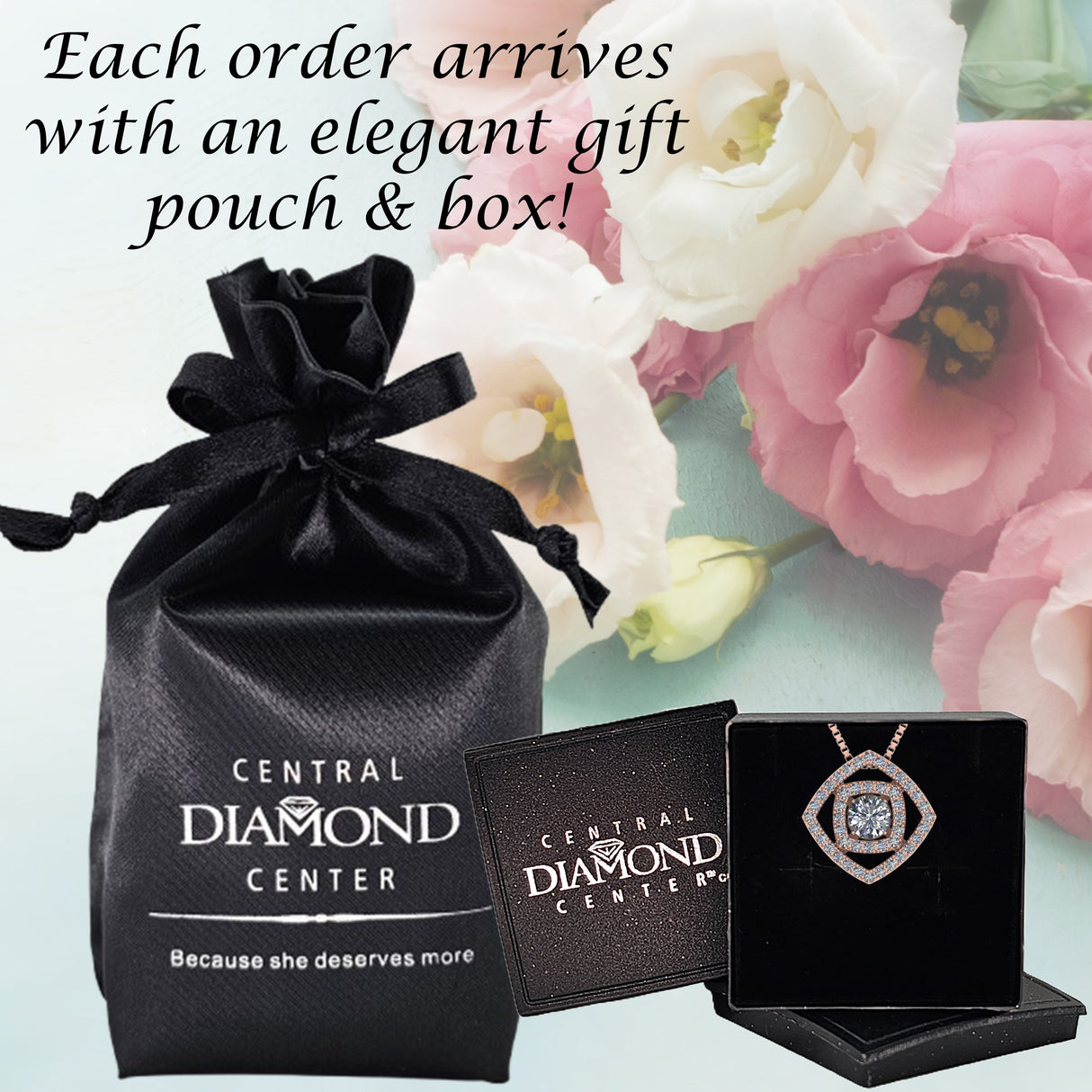 Central Diamond Center Double Square Dancing Gemstone Necklace for Women in Sterling Silver w/Pure Brilliance Zirconia