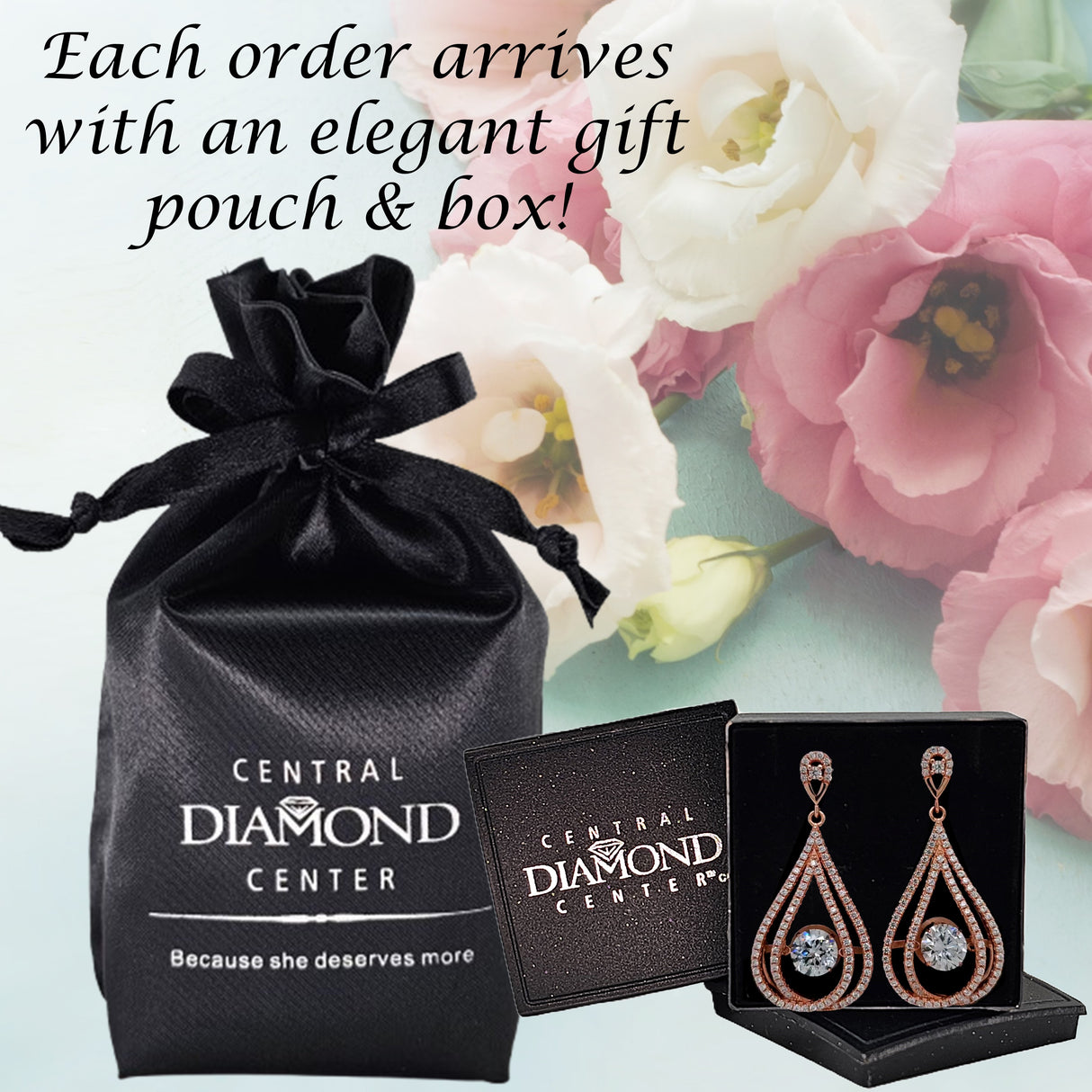 Front view of sterling silver chandelier earrings.