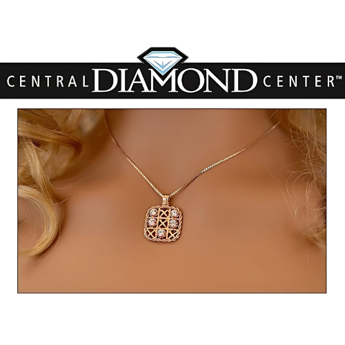 Rose gold plated tic tac toe pendant with CZ accents.