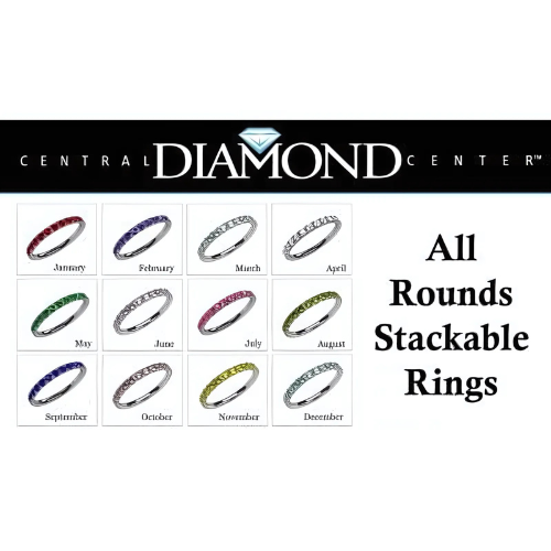 Round simulated birthstone ring band, gold plated.