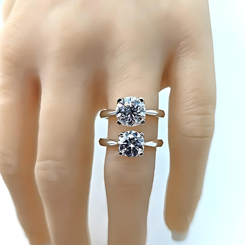 Polished sterling silver band of the engagement ring.