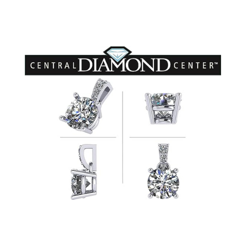 4 Prong Round Solitaire Simulated Diamond Necklace in Solid Sterling Silver with Pure Brilliance Zirconia