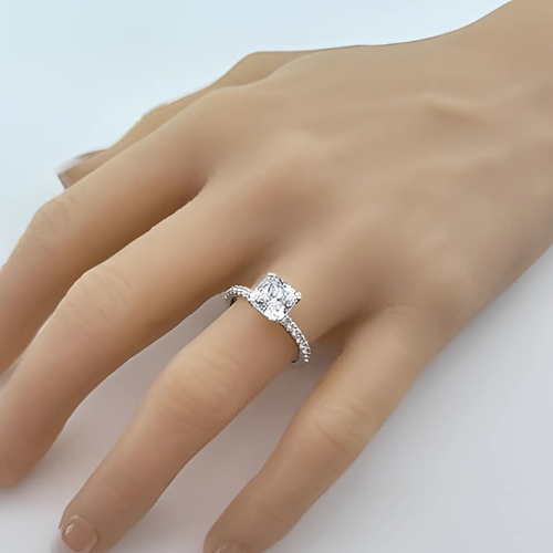 NANA Jewels 1.5-3CT Platinum Plated Sterling Silver Rings CZ Cubic Zirconia Cushion Cut Engagement Rings | 10K 14K Solid Gold