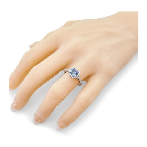 NANA Jewels Sterling Silver Asscher Cut Engagement Rings for Women - Choose Simulated Morganite, Citrine, Aquamarine & More