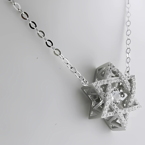 Sterling silver Pure Brilliance CZ Star of David pendant.