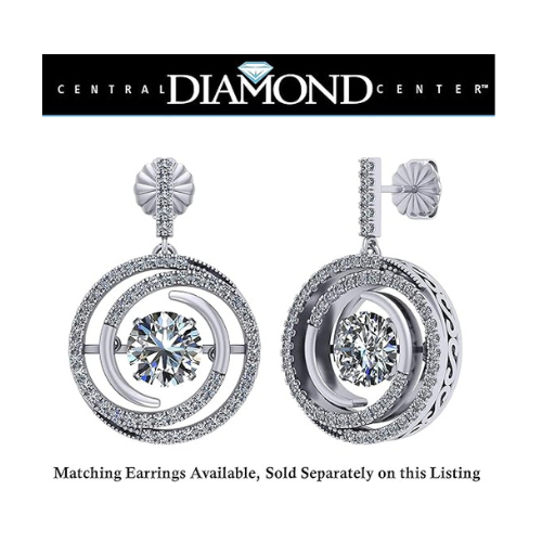 Central Diamond Center Circle Swirl Dancing Gemstone Dangle Earrings or Necklace in Sterling Silver w/Pure Brilliance Zirconia