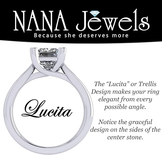 NANA Jewels 1.00-4.00ct Lucita Cushion & Princess Cut Solitaire Wedding Engagement Ring Series, 10K Gold w/Cubic Zirconia Simulated Diamond(B)