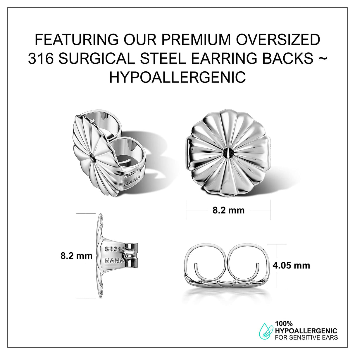 Asscher cut stud earrings, side view