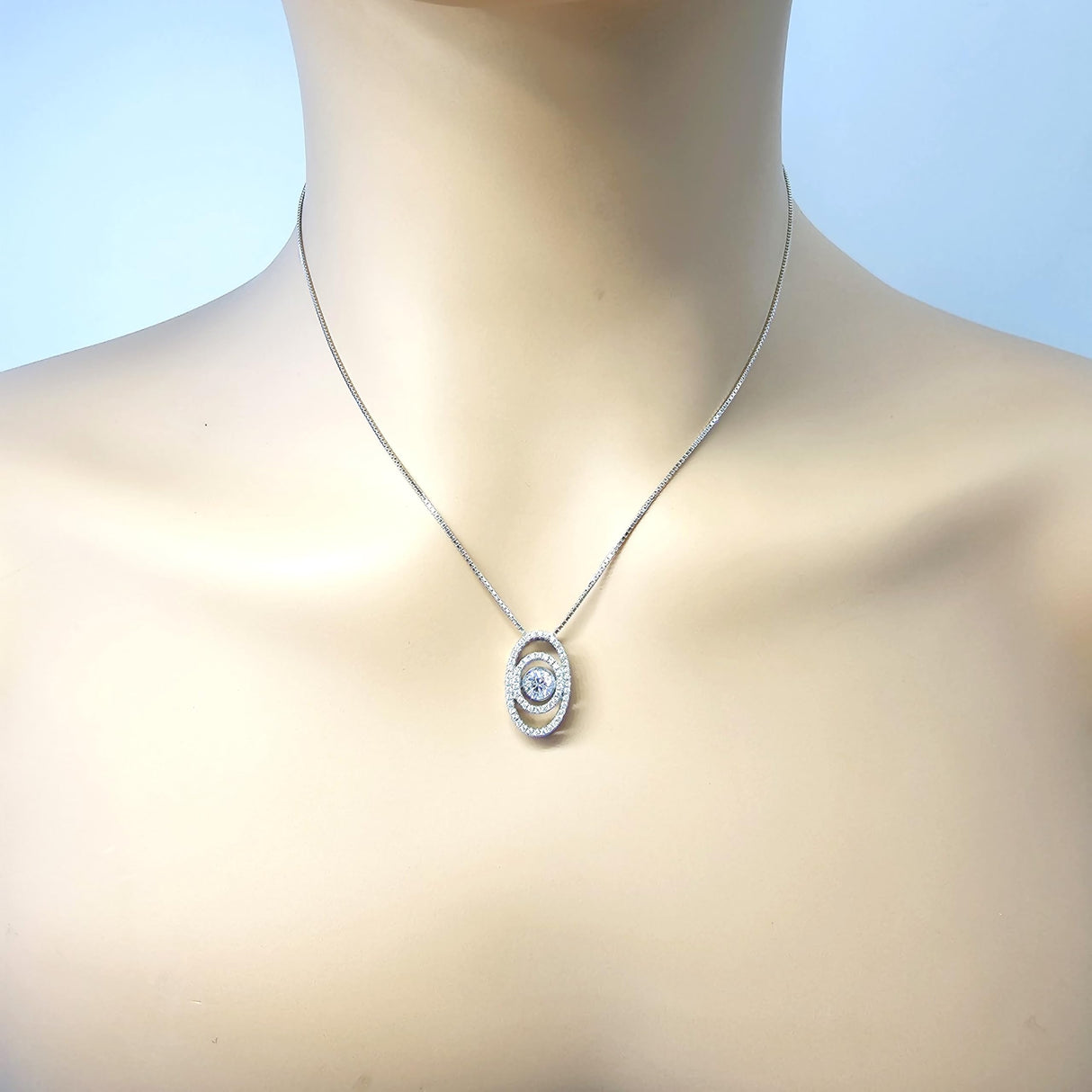 Sterling Silver Pure Brilliance CZ double square pendant.