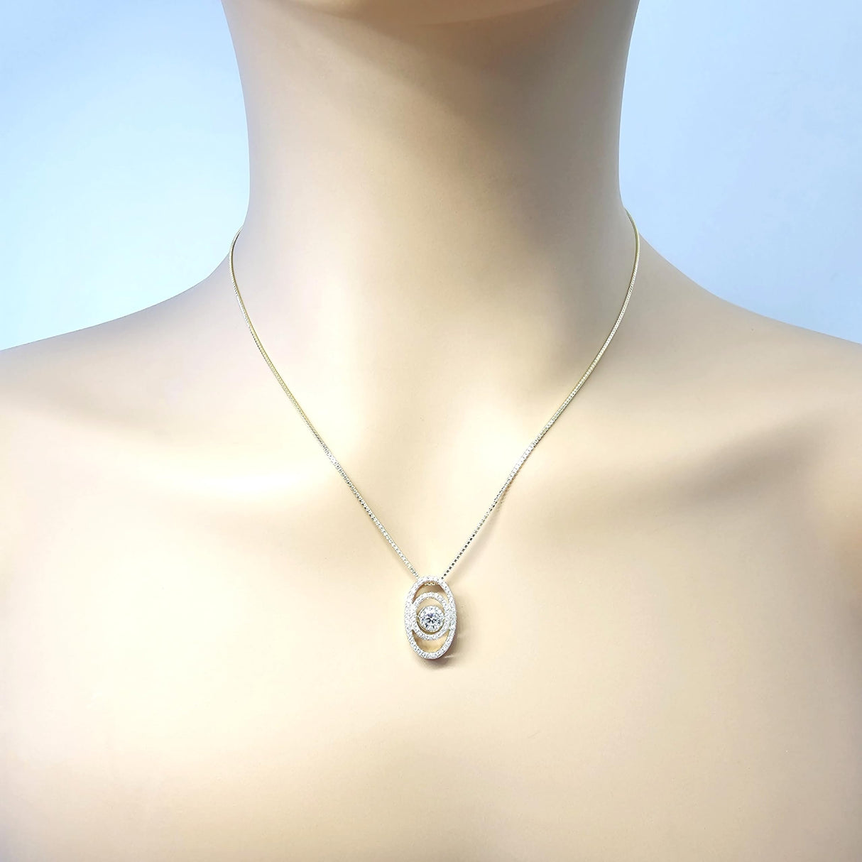 Double Square Dancing Gemstone Necklace for Women in Sterling Silver w/ Pure Brilliance Zirconia