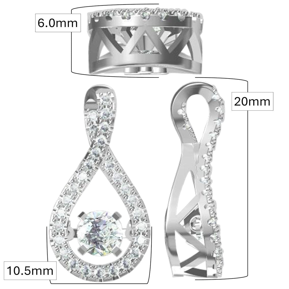 Twisted Pear Dancing Gemstone Necklace in 925 Sterling Silver w/ Pure Brilliance Zirconia CZ