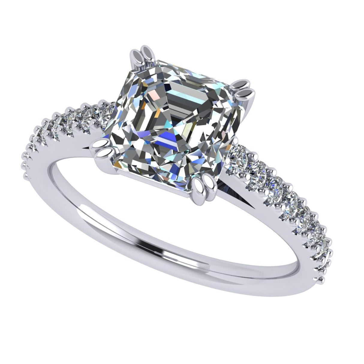 Nana Jewels Asscher Cut Cathedral Solitaire Engagement Ring 7Mm (2Ct) Pure Brilliance Zirconia - Sterling Silver, 10K Or 14K Gold