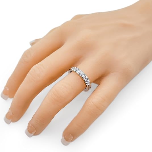 Anniversary Band Ring Channel Set w/ 0.75ctw Pure Brilliance Zirconia in Silver, 10K, or 14K Gold