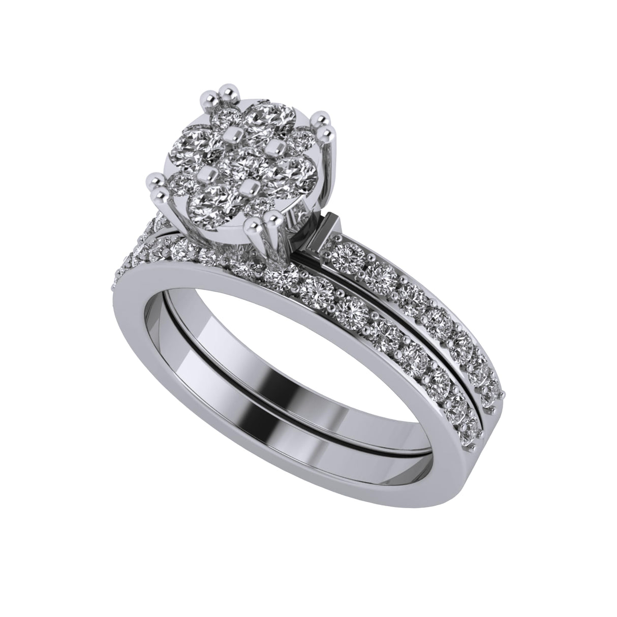 CVD Diamond Engagement Ring 10k Gold 9 stone Cluster. Looks like a solid 1-1.5-2carat diamond Solitaire