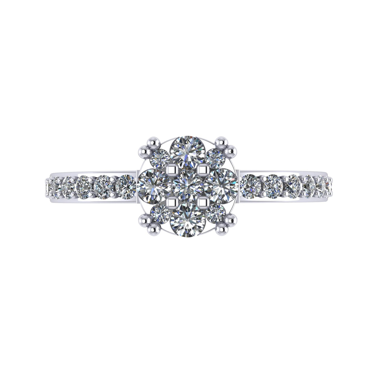 Lab Created CVD Diamond Cluster Center Wedding Bridal Set 10kt Gold