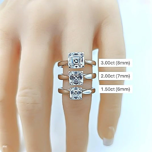 NANA Jewels 1to4ct Simulated Diamond Engagement ring Asscher Solitaire Lucita Cz & Silver