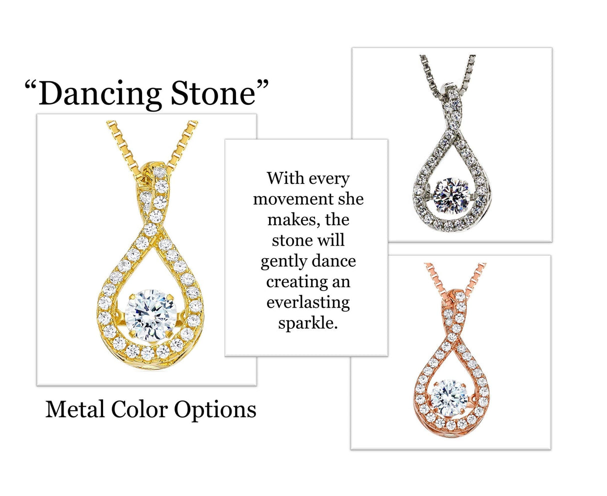 Twisted Pear Dancing Gemstone Necklace in 925 Sterling Silver w/ Pure Brilliance Zirconia CZ