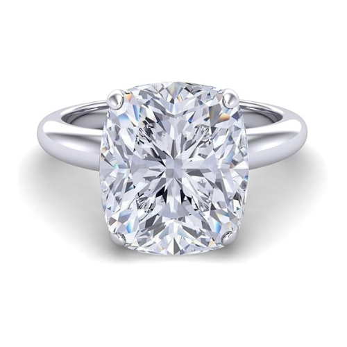 Simulated diamond solitaire engagement ring close-up.