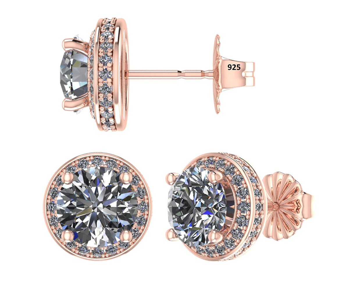 Pure brilliance zirconia round stud earrings, sterling silver, hypoallergenic.