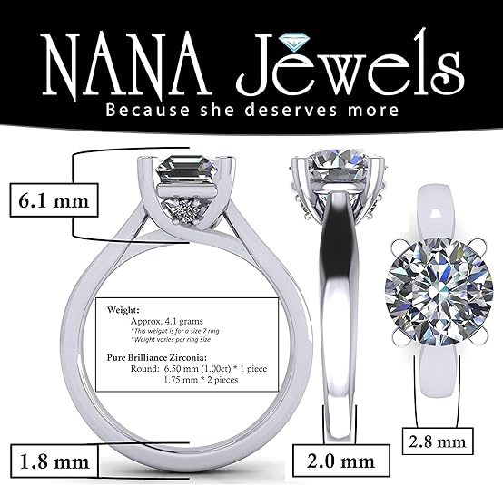 NANA Jewels Lucita Round Cut Solitaire Wedding Engagement Ring Series in 14K Gold w/Pure Brilliance Zirconia Simulated Diamond