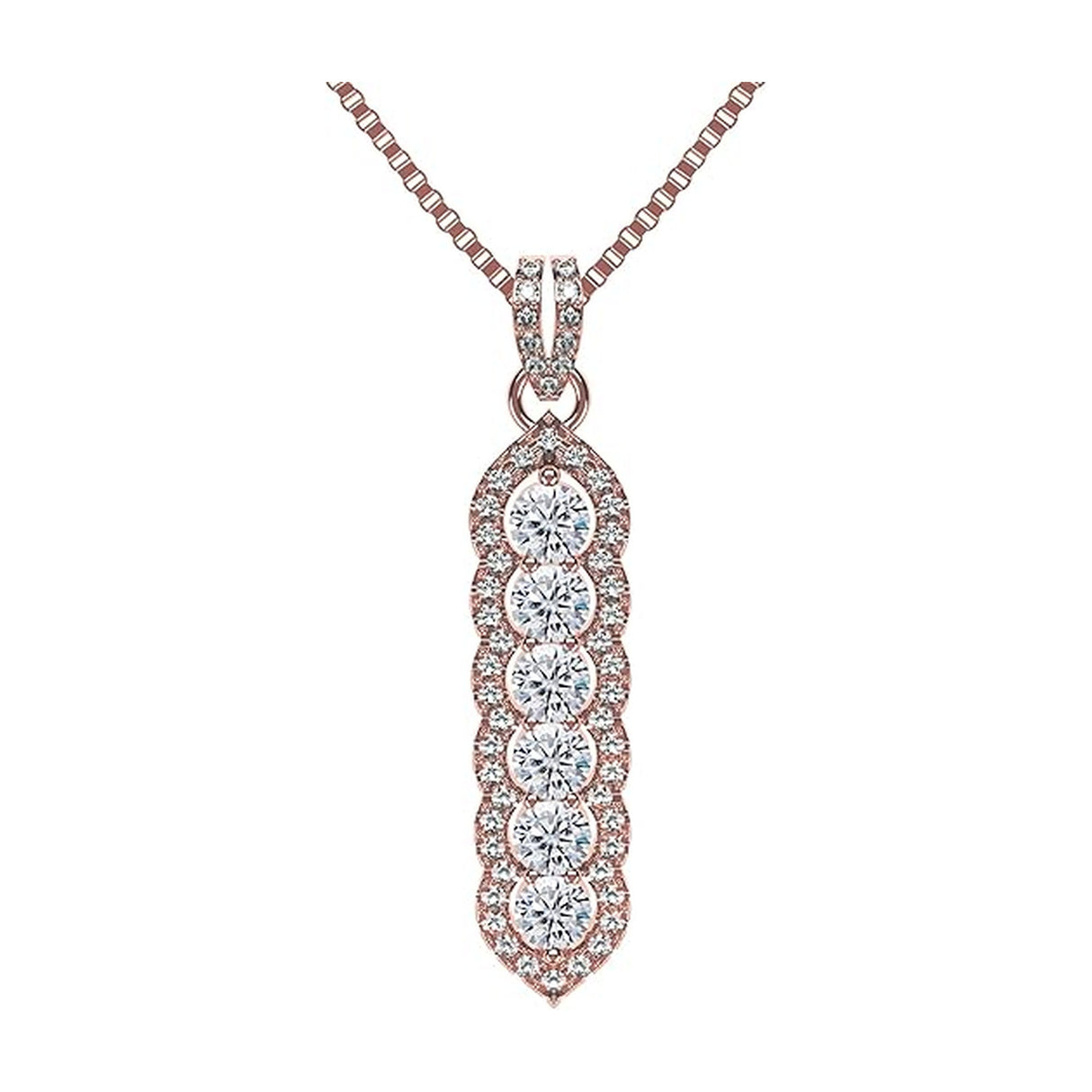 Central Diamond Center Elegant Vertical Tower Pendant Necklace with Sparkling Round Stones β Statement Jewelry for Women β Gift for Anniversary, Birthday, Valentineβs β Fashion Jewelry for Women
