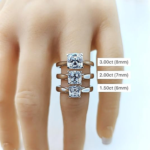 NANA Jewels 1to4ct Simulated Diamond Engagement ring Cushion Solitaire Lucita Cz & Silver