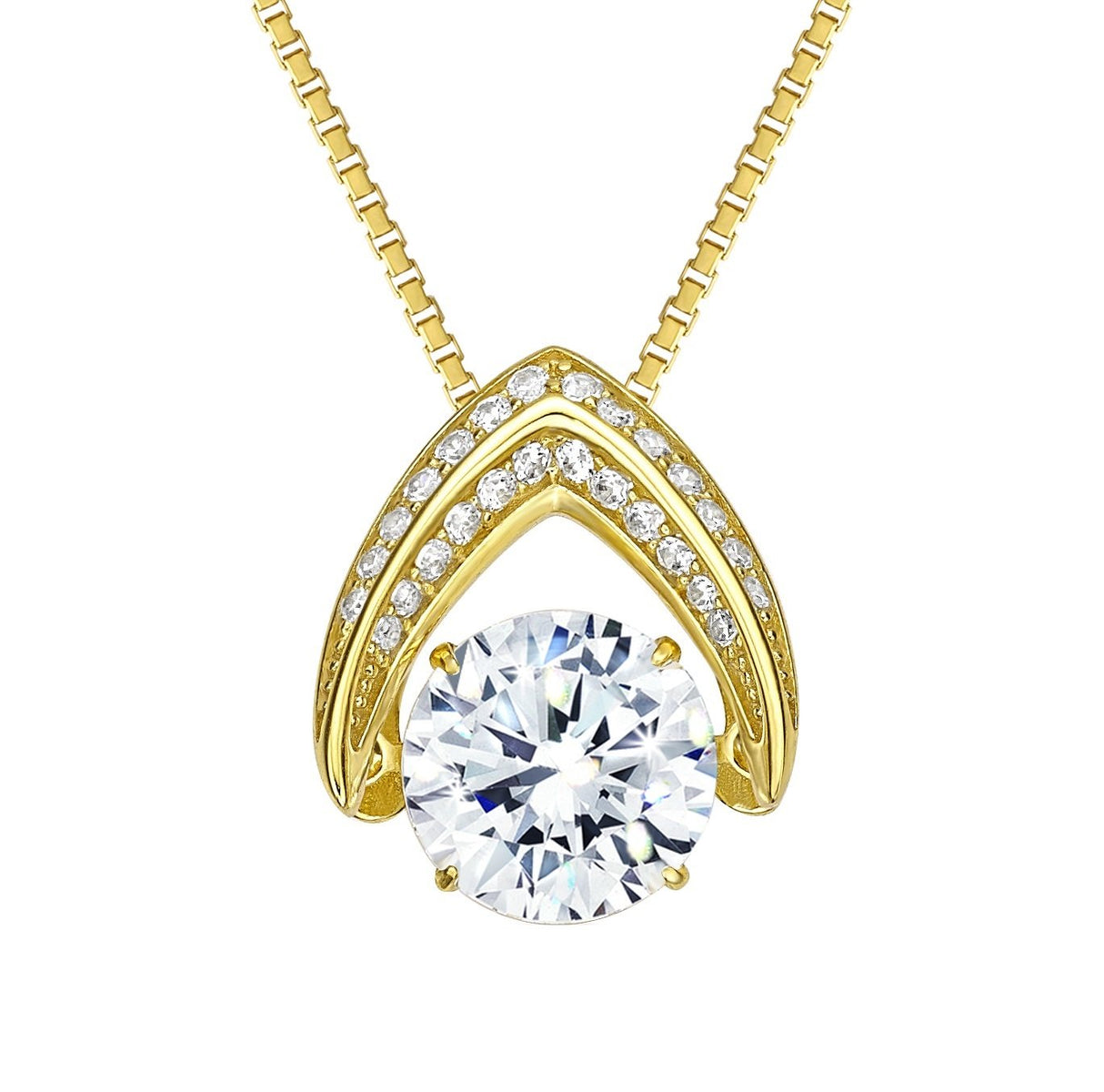 Central Diamond Center Ultimate Omega Dancing Gemstone Necklace in 925 Sterling Silver w/Pure Brilliance Zirconia