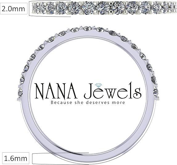 NANA Jewels Wedding Band CZ Ring 3/8cttw Stackable Ring in Solid 10K Gold w/Pure Brilliance Zirconia, Fashion Ring