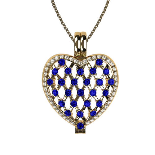 Central Diamond Center Heart of Hearts Birthstone Locket Necklace Pendant in Sterling Silver & Mother of Pearl