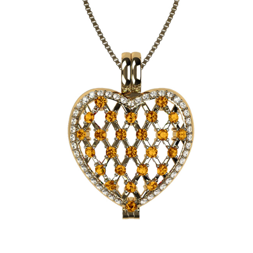 Central Diamond Center Heart of Hearts Birthstone Locket Necklace Pendant in Sterling Silver & Mother of Pearl