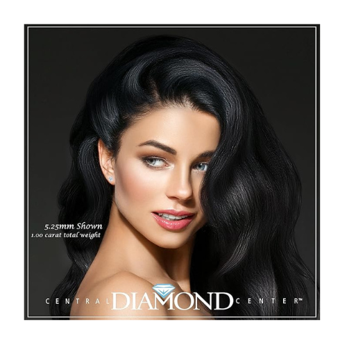 Lucita Simulated Diamond Stud Earrings with Solid 14K Gold Posts & Sterling Silver Basket, 3 & 4 Prongs