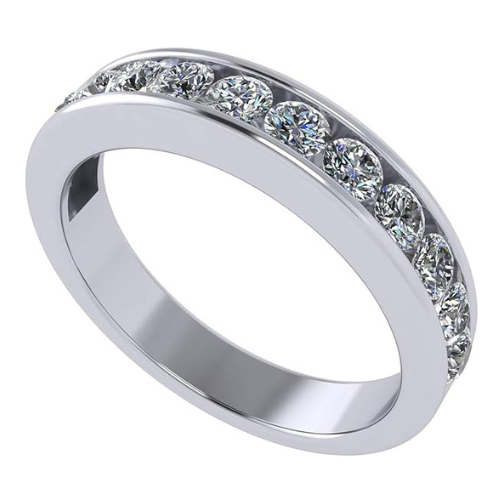 Anniversary Band Ring Channel Set w/ 0.75ctw Pure Brilliance Zirconia in Silver, 10K, or 14K Gold