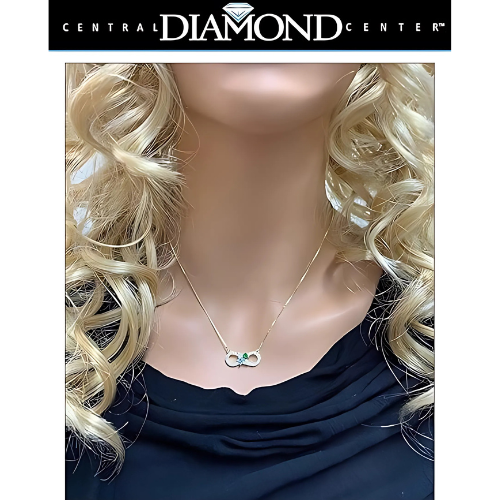 Model wearing Sterling Silver Infinity Mothers Necklace.