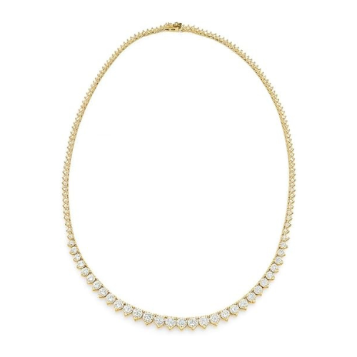 Central Diamond Center Sterling Silver & Graduated CZ 3 or 4 prongs Tennis Necklace, 18", White, Yellow or Rose Gold Plated