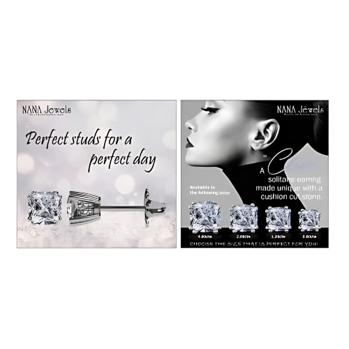 Cushion cut stud earrings, side view