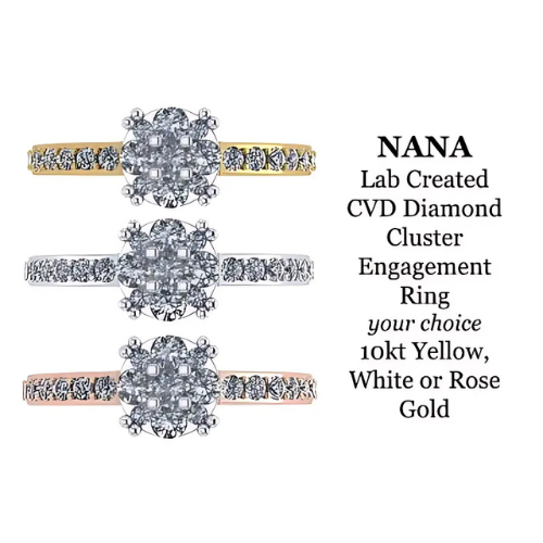 9 stone engagement ring with a 2 carat look