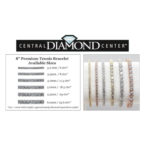 Simulated Diamond Tennis Bracelet, Pure Brilliance Zirconia, Sterling Silver 5.0ct, 7.50ct, 10ct, 17.50ct, 22ct