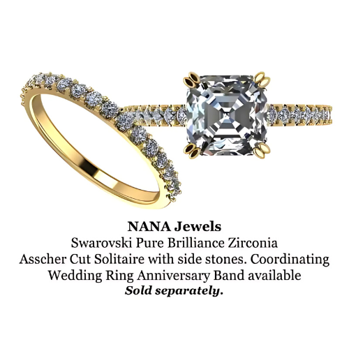 Nana Jewels Asscher Cut Cathedral Solitaire Engagement Ring 7Mm (2Ct) Pure Brilliance Zirconia - Sterling Silver, 10K Or 14K Gold
