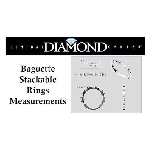 Central Diamond Center Baguette Stackable Birthstone Ring Band w/ Simulated Birthstones, Sterling Silver