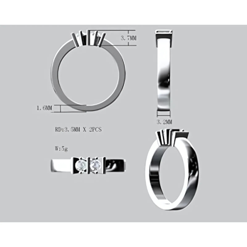 Sterling silver couples ring, straight bar.