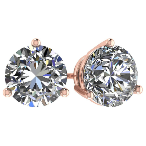 NANA Jewels Round Martini style Simulated Diamond Stud Earrings Silver & CZ 1.50ct-4.00ct Hypoallergenic
