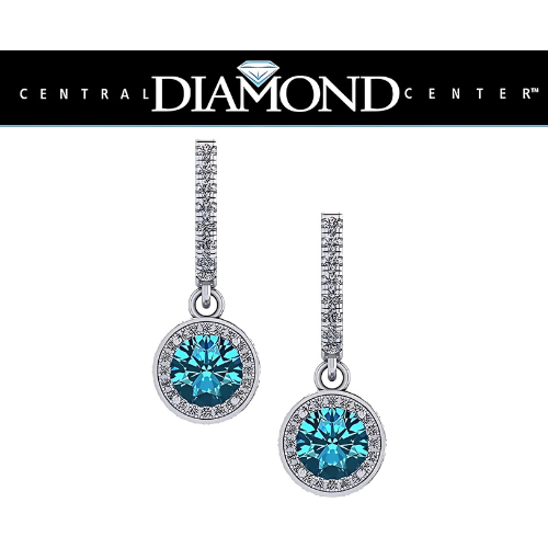 Halo Birthstone Dangle Earrings w/ Pure Brilliance Zirconia Accent Gemstones in Sterling Silver for Women